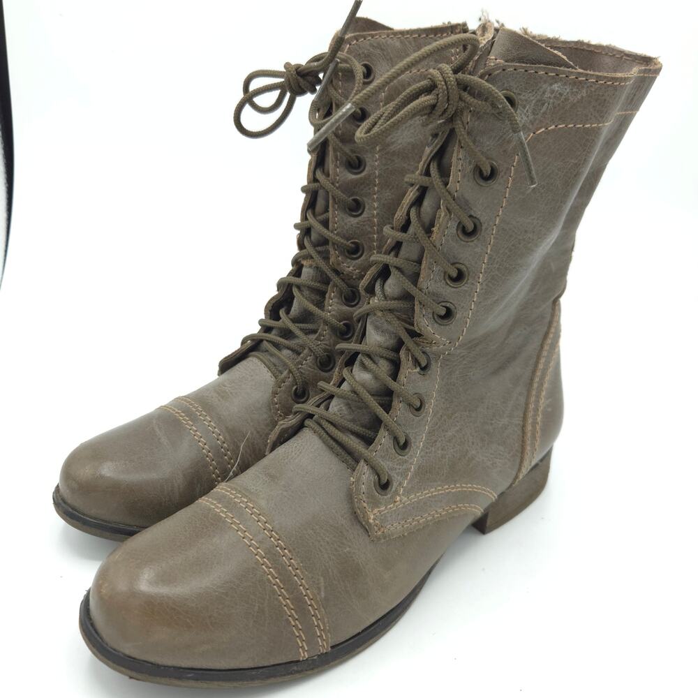 Steve Madden Women's Size 7.5 Troopa combat Boots Distressed Brown Leather
